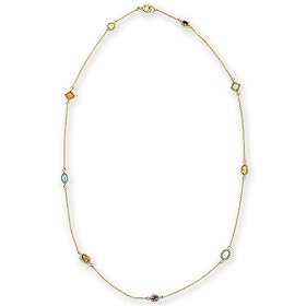 10k Yellow Gold Amethyst, Citrine, Peridot, Garnet and Blue Topaz Station... by