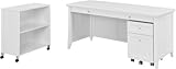 Altra Furniture Amelia Desk with Mobile Storage Cube and File, White
