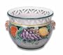 Handmade Cachepot with Handles and Cutouts From Italy