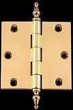 3 x 3 inch Door Hinge w/ finial - Bright Solid Brass