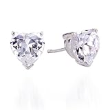 Sterling Silver Heart Shape CZ Earrings