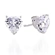 Sterling Silver Heart Shape CZ Earrings
