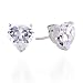 Sterling Silver Heart Shape CZ Earrings