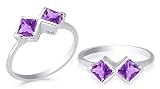 Princess Cut Amethyst Ring Sterling Silver Size 9