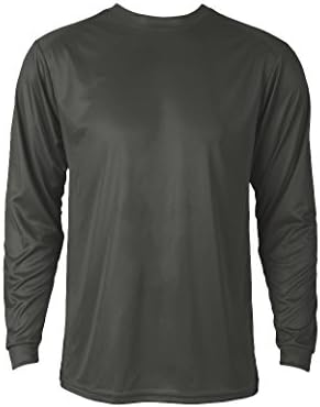 Clothes Warehouse Men's Microfiber Performance Polyester Workout Crewneck Gym Long Sleeve T-Shirt, Black, 5X-Large