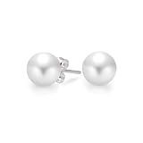 Bling Jewelry Tahitian Style Sea Shell White Pearl Stud Earrings 5mm 6mm 7mm