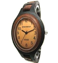 Tense Wood Watch - Natural Solid Hypoallergenic Dark Sandalwood Bracelet Watch L7301DS