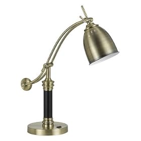Antique Brass Finish Curved Arm Adjustable Desk Lamp