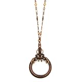 Ornate Copper Tone Magnifying Glass Necklace Gold Plated