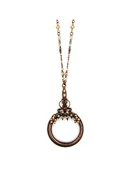 Ornate Copper Tone Magnifying Glass Necklace Gold Plated