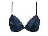 Calvin Klein Black Shimmer Plunge Bra w/ Navy Embroidery