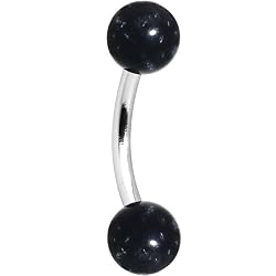 Clear Black Ultra Glitter Eyebrow Ring