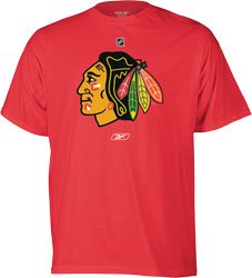 Chicago Blackhawks Primary Logo RED T-Shirt by Reebok Select Size: Large