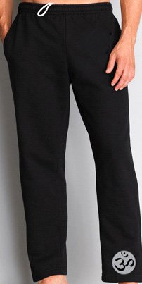 Men's Yoga Pants with OM Leg Print, Medium, Black