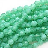 Czech Fire Polish Glass Beads 6mm Round Peridot Opal (25)