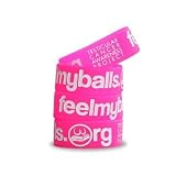 FeelMyBalls.org Pink wristband w/ White Lettering for Testicular Cancer Awareness