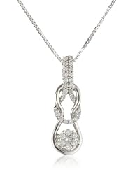 Sterling Silver Diamond Love Knot Pendant Necklace (1/4 cttw, H-I color, I1-I2 Clarity), 18