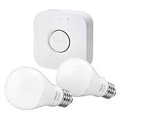Philips Hue LED Starter Kit (2 bulbs + Hue Bridge hub), Newest Model, Works with Alexa
