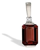 14K White Gold Genuine Emerald-cut Garnet and Diamond Pendant