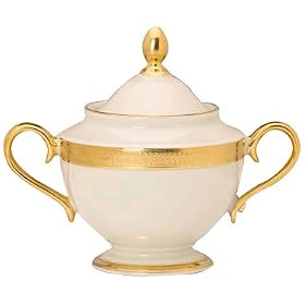 Lenox Lowell Gold Banded Ivory China Sugar Bowl by Lenox