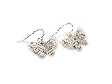 Butterfly Silver Tone Filigree Dangle Earrings