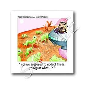 Londons Times Funny Cow Cartoons - Alien Cow Abduction - Iron on Heat Transfers