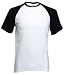 Fruit of the Loom short sleeve baseball t-shirt Black white XXL (47 - 49 inch chest)