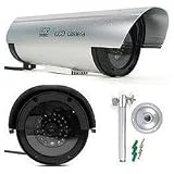 Bullet Style Dummy Cameras with Outdoor Housing - (Pack of 8) Imitation Security Cameras with LED Lights