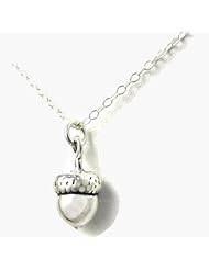 Acorn Small Sterling Silver Charm Necklace Woodland Botanical Nature Theme Jewelry