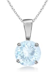 0.65 carats Round Aquamarine Solitaire Pendant