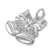 Sterling Silver Christmas Bells Pendant with Clear Cubic Zirconia - Height: 18mm