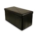 Furniture online: Bench Faux-Leather Storage Ottoman (Black)