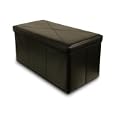 Bench Faux-Leather Storage Ottoman (Black)