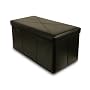 Bench Faux-Leather Storage Ottoman (Black)