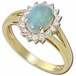 14Kt Yellow Gold Green Fire Opal and Diamond Fashion Ring