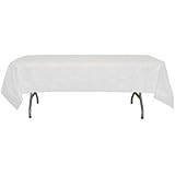 12-Pack Premium Plastic Tablecloth 54in. x 108in. Rectangle Table Cover - White
