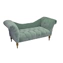 Button-Tufted Chaise Settee - Peacock