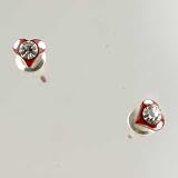 Red Heart April Birthstone Earrings Stud