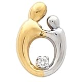 14K Two Tone Gold Small Mother & Child Diamond Pendant