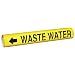 Brady 5784-II B-689 PVF Over-Laminated Polyester, Black on Yellow High Performance - Wrap Around Pipe Marker, Legend "Waste Water" For 2-1/2" - 7-7/8" Outside Pipe Diameter