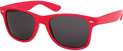 Classic Retro Horn Rimmed Wayfarer Sunglasses Metal Spring Hinge Comfort Fit (Hot Pink)