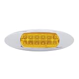 Amber 12 LED RV Truck Trailer Side Marker Clearance Light Chrome Visor Bezel 