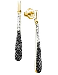 Diamond Earring 0.77ctw black diamond micro pave earrings 10KT Yellow Gold