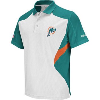 Miami Dolphins Reebok 2011 Sideline White Standout Polo Shirt - S