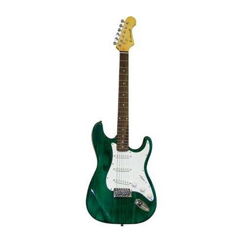 Austin Bazaar Double Cutaway Transparent Green Electric Guitar with 10 Watt Amp   Beginner Kit