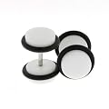 Fake Acrylic Plugs - White 16g Wire; 8mm - Sold as a Pair