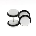 Fake Acrylic Plugs - White 16g Wire; 8mm - Sold as a Pair