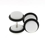 Fake Acrylic Plugs - White 16g Wire; 8mm - Sold as a Pair