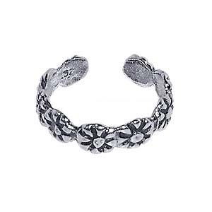New Silver Antique Finish Toe Ring Sunflowers Toering