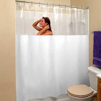 Extra Heavy VINYL Shower Curtain Anti-Bacterial - with Clear Top